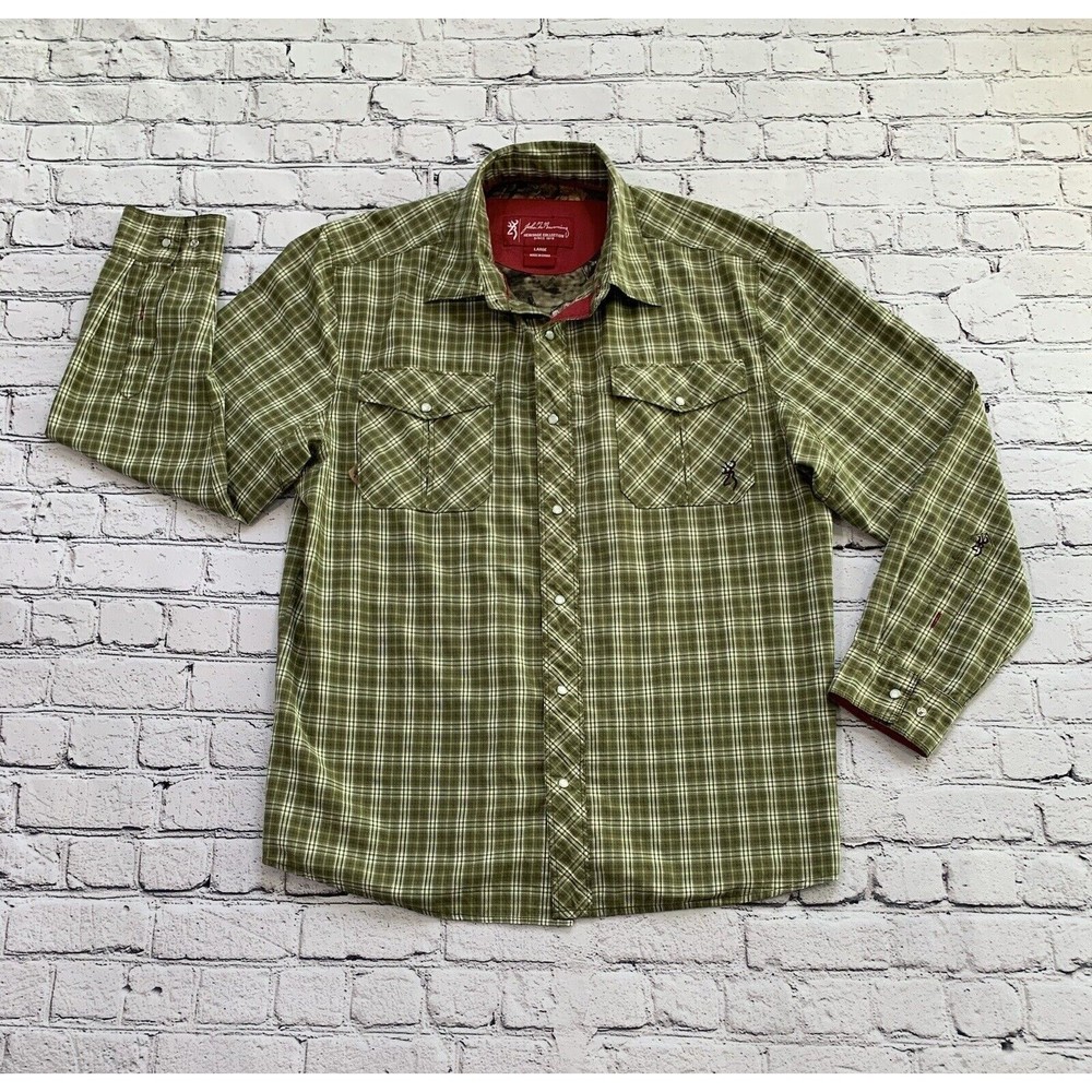 John Browning Heritage Collection Men’s Large Plaid, Pearl Snaps & Glass Cleaner